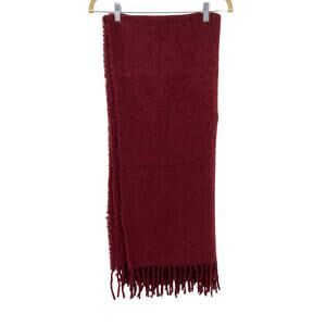 Scoop Maroon Wine Red Lightweight Fuzzy Fringe Raw Hem Blanket Scarf Wrap Shawl